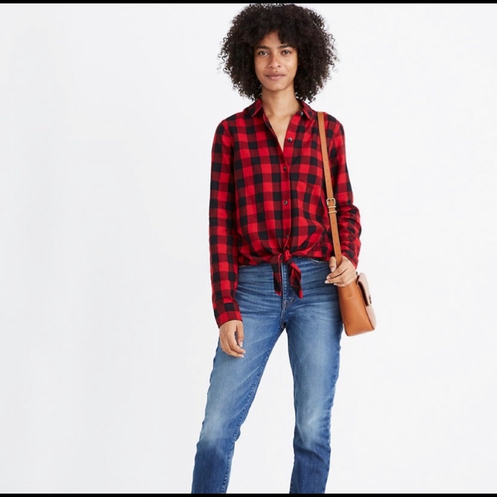 Madewell | red plaid shirt